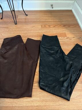 Simply Vera Vera Wang Faux Leather Leggings in Brown and Black